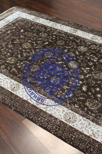 Ковер Индия шерсть шелк 14x14 818A ivory / d.brown от интернет-магазина Династия Хан
